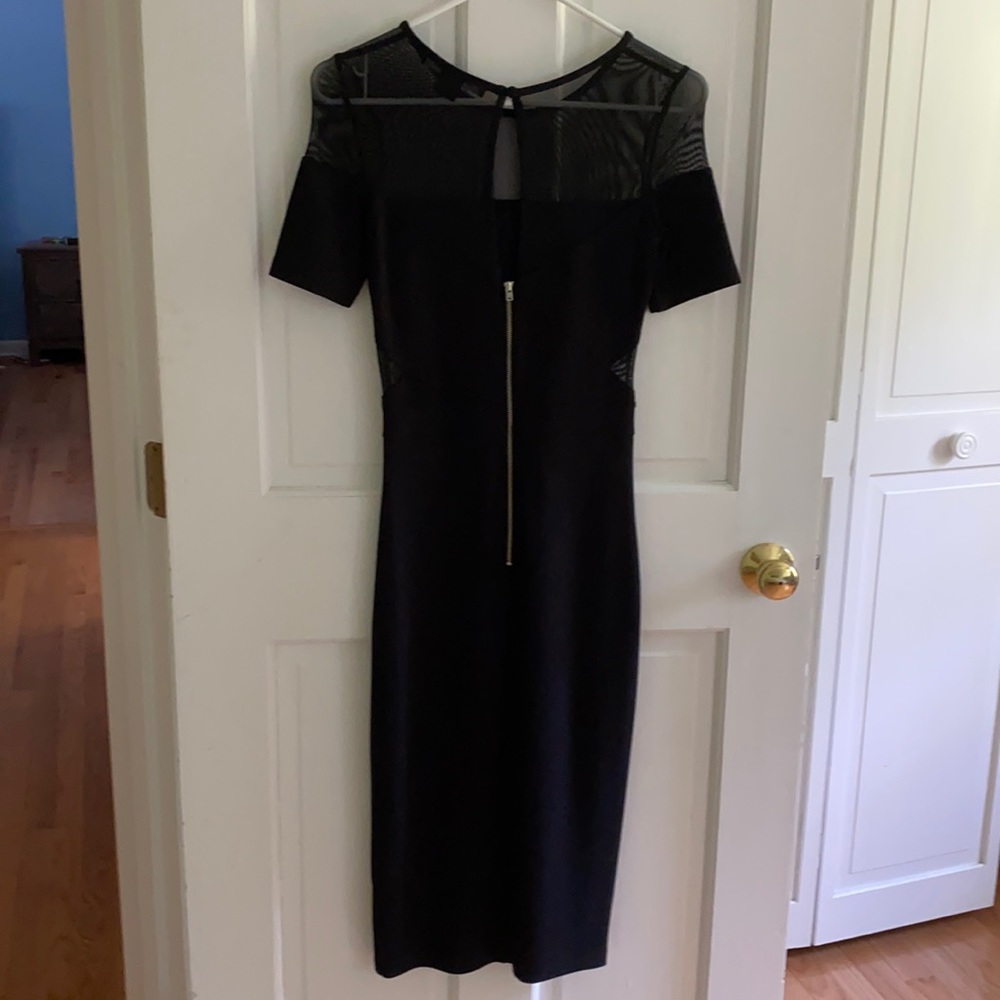 French connection black  bodycon midi party dress